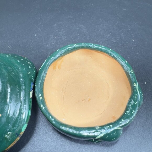 Mexican RedWare Pottery Hand Painted Frog Shape Trinket Holder Jewelry Holder - Picture 9 of 13